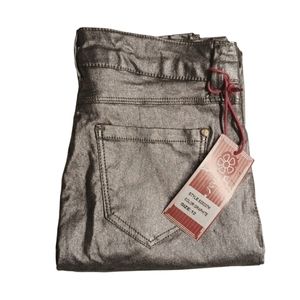 CHAT Metallic Graphite Silver Girl's Skinny Leg Pants 12 NWT